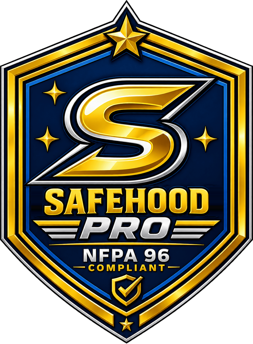 SafeHood Pro badge — NFPA 96 compliant kitchen exhaust cleaning