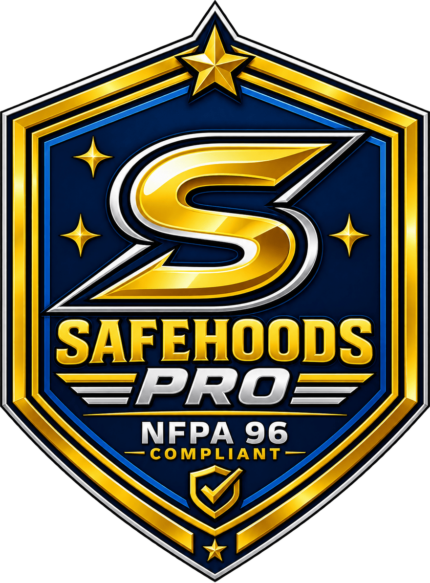 SafeHoods Pro badge — NFPA 96 compliant kitchen exhaust cleaning